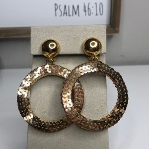Sequin Round Gold ClipOn Earrings
